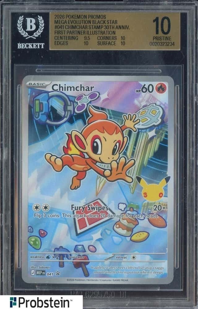 BGS 10 Chimchar 041 First Partner Illustration Srs 1 Gold Label Pristine Pokemon
