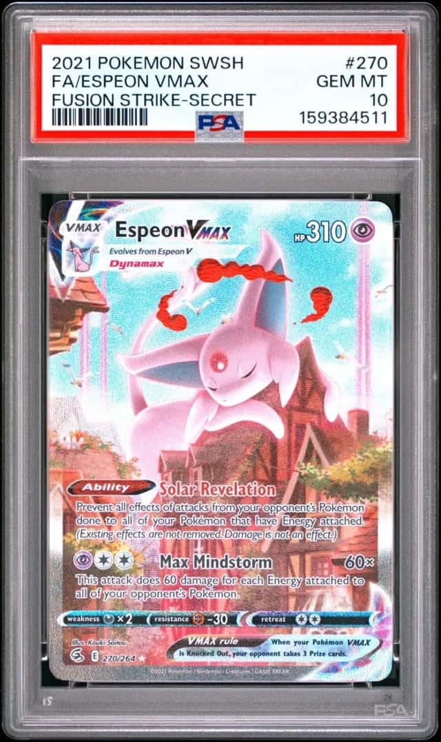 Pokemon Espeon Vmax Sword & Shield Fusion Strike Secret #270 PSA 10 Gem