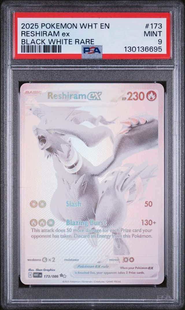 130136695 Reshiram ex 2025 Pokemon White Flare #173 Black and White Rare PSA 9