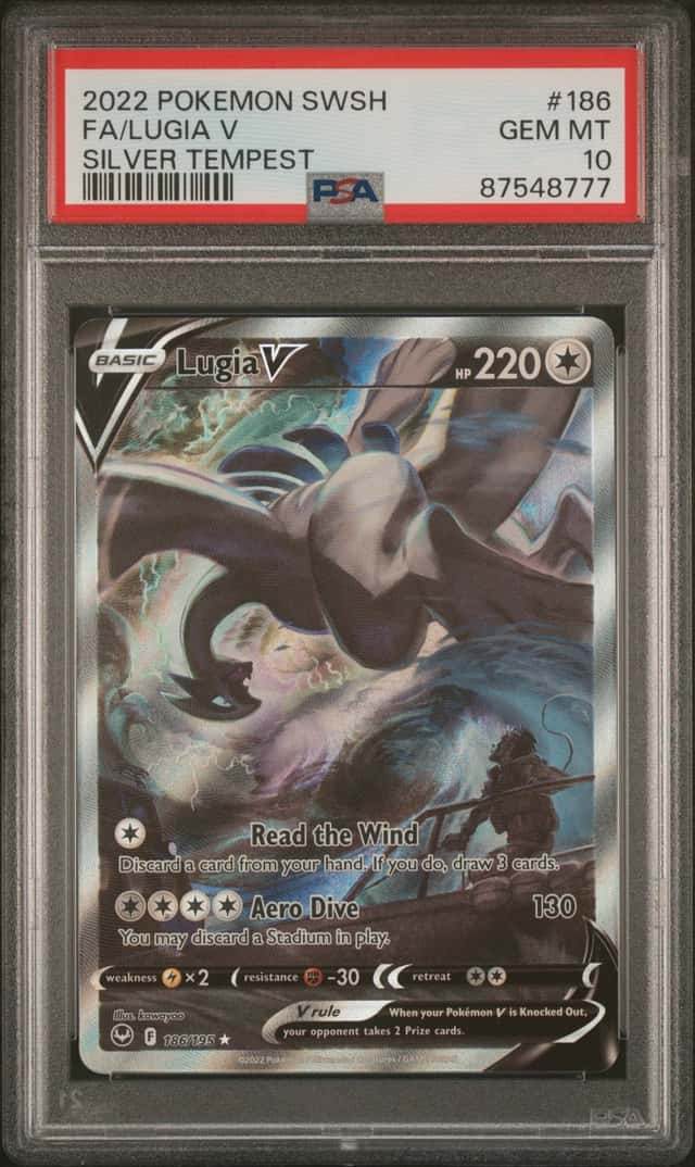 Pokémon Lugia v Alt Art TCG Silver Tempest SWSH Ultra Rare Card 186/195 PSA 10