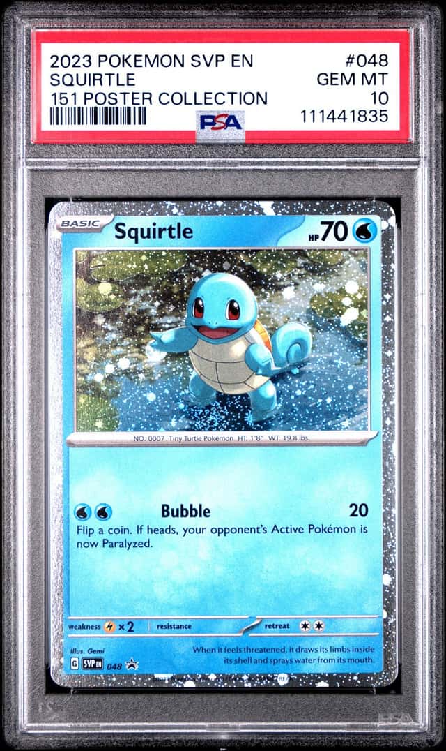 2023 POKEMON SVP EN BLACK STAR PROMO #048 SQUIRTLE 151 POSTER COLLECTION PSA 10