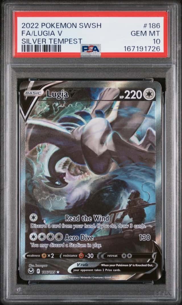 2022 POKEMON SWORD & SHIELD SILVER TEMPEST #186 FULL ART/LUGIA V PSA 10
