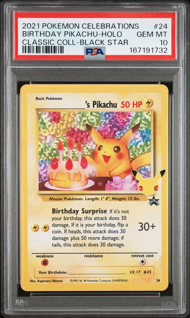2021 POKEMON CELEBRATIONS CLASSIC COLLECTION #24 BIRTHDAY PIKACHU-HOLO PSA 10