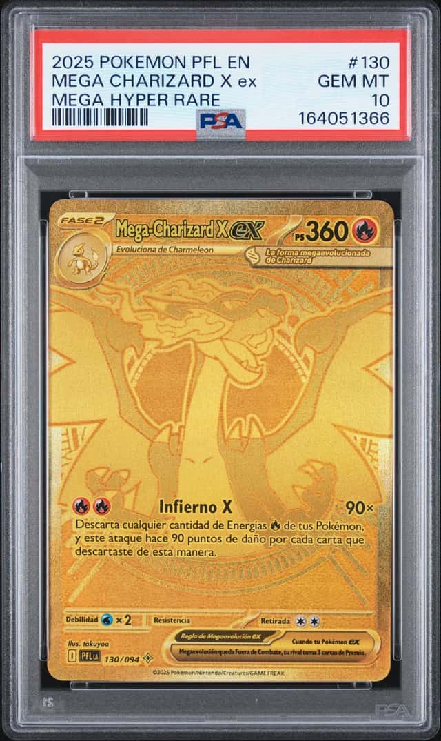 2025 Pokemon Phantasmal Flames Mega Charizard X ex Hyper Rare #130/094 PSA 10