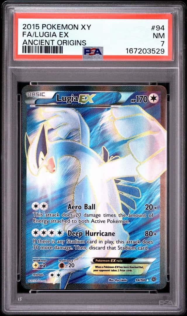 2015 POKEMON XY ANCIENT ORIGINS #94 FULL ART/LUGIA EX PSA 7