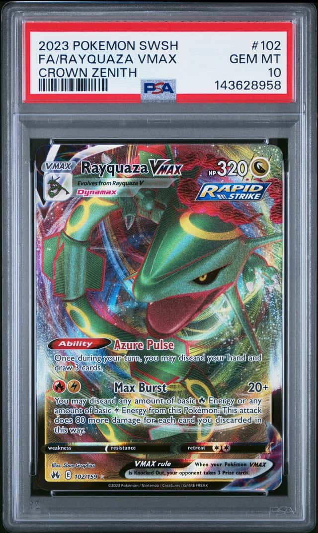 2023 Pokemon SWSH Crown Zenith Rayquaza VMAX #102/159 PSA 10 GEM MINT