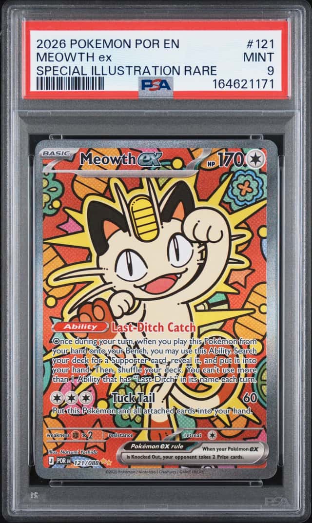 2026 Pokémon MEOWTH EX Perfect Order SPECIAL ILLUSTRATION RARE SIR 121/088 PSA 9