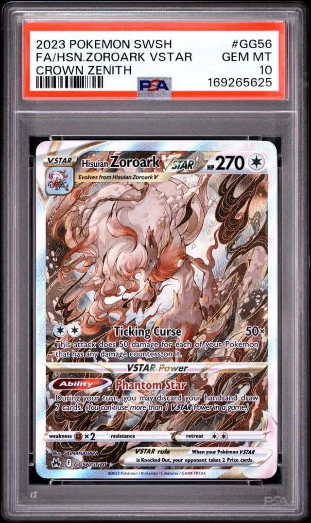 2023 POKEMON SWORD & SHIELD CROWN ZENITH FULL ART/HISUIAN ZOROARK VSTAR PSA 10