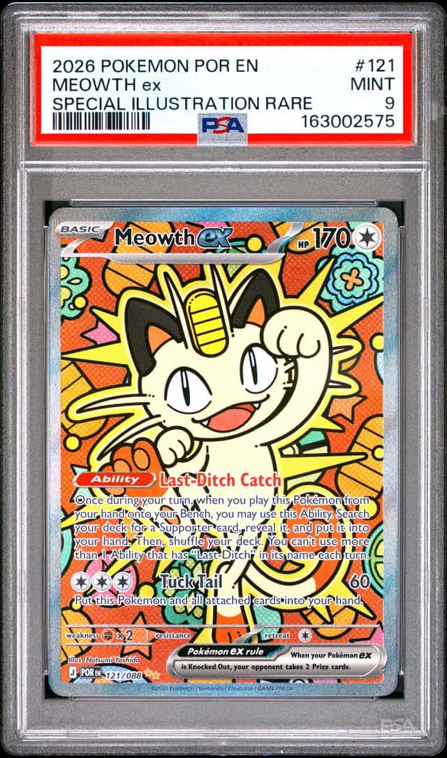 2026 Pokemon Perfect Order Meowth ex Special Illustration Rare #121/088 PSA 9
