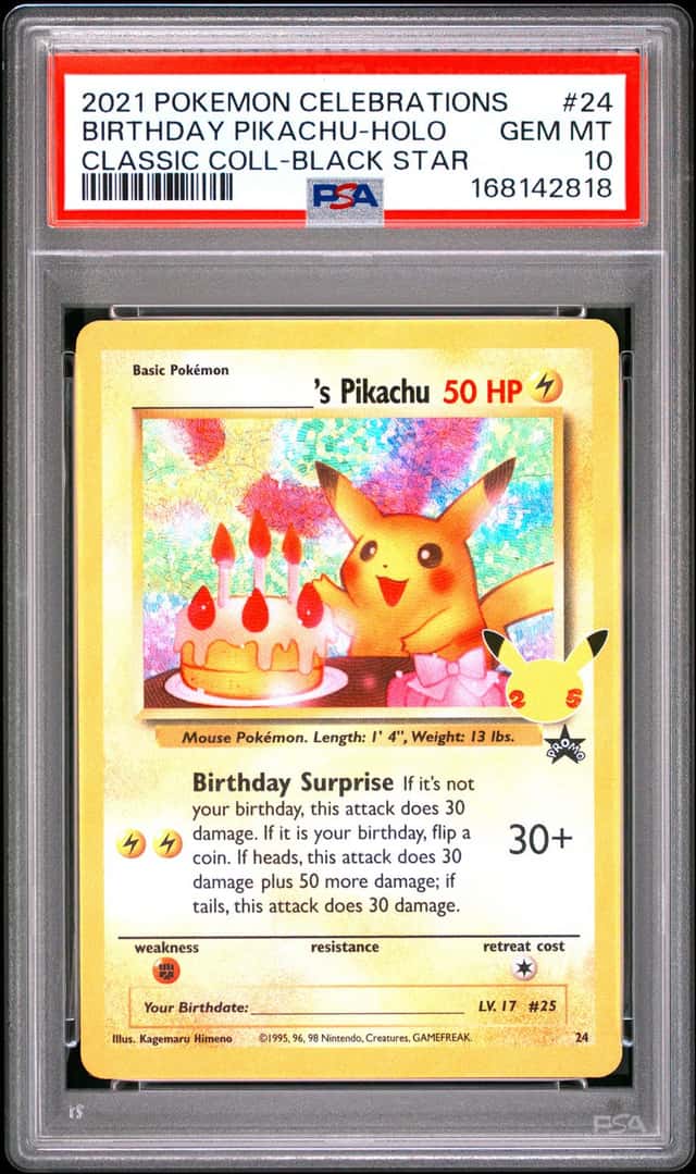 2021 POKEMON CELEBRATIONS CLASSIC COLLECTION #24 BIRTHDAY PIKACHU-HOLO PSA 10