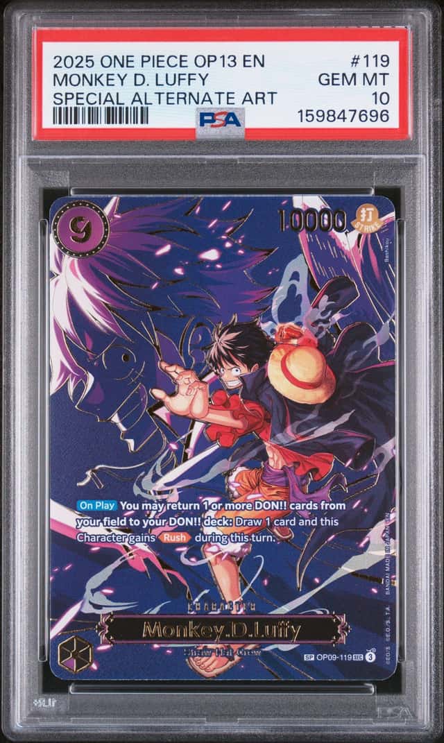 ONE PIECE MONKEY D. LUFFY 2025 OP13-CARRYING ON HIS WILL #119 SAA PSA 10