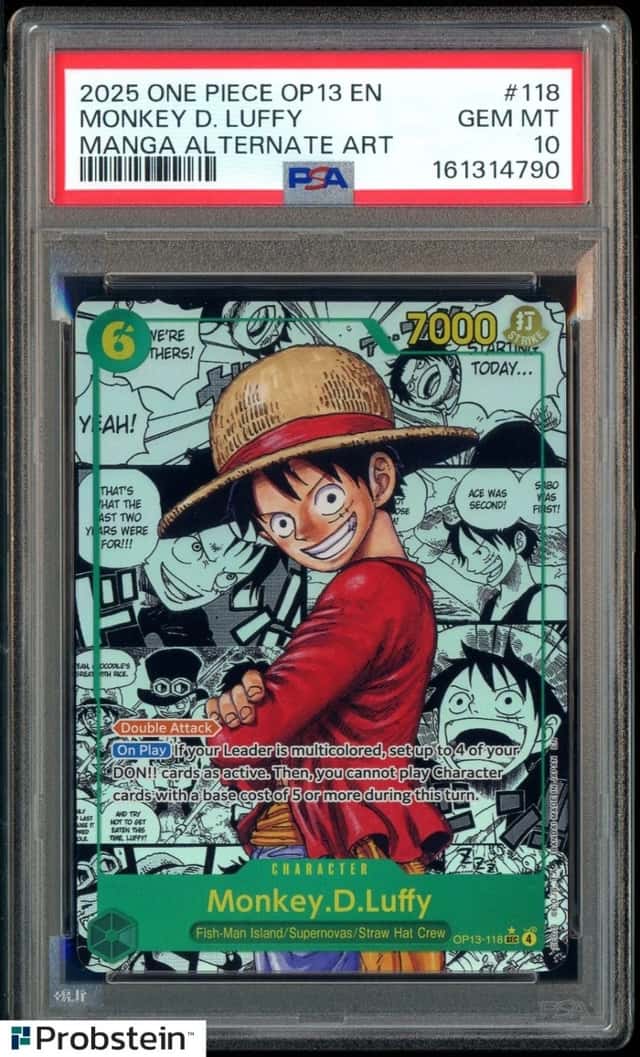 2025 One Piece OP13 En Manga Alternate Art #118 Monkey D. Luffy PSA 10 GEM MINT