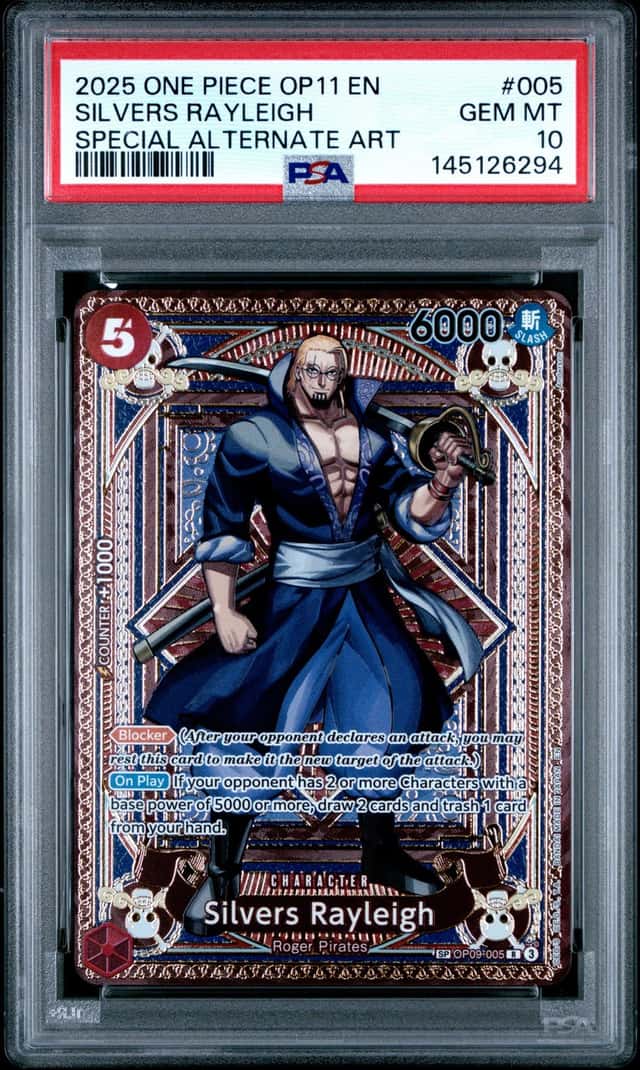 Namco One Piece CCG OP09 Silvers Rayleigh SP OP09-005 Foil EN PSA 10