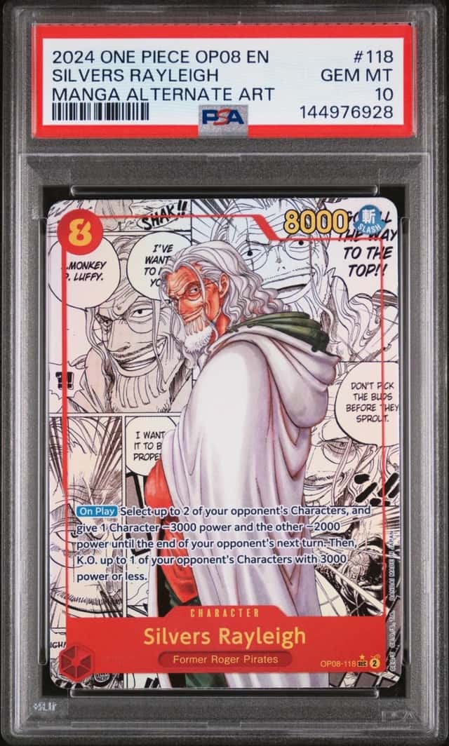 One Piece Silvers Rayleigh Two Legends Op08-118 Manga Alternate Art PSA 10