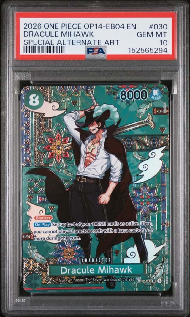 2026 ONE PIECE OP14-EB04-THE AZURE SEA'S SEVEN #030 DRACULE MIHAWK PSA 10
