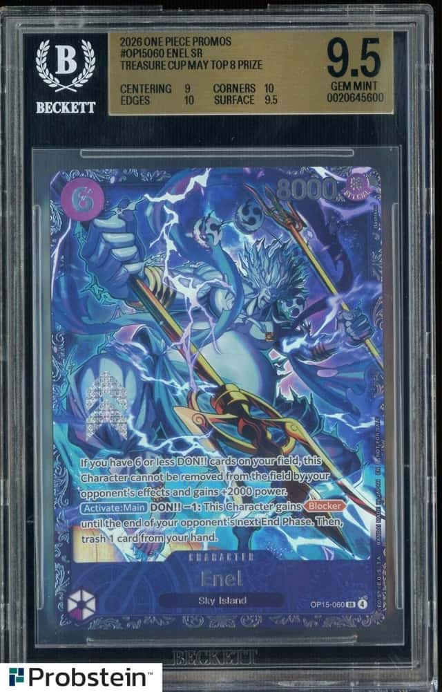 2026 One Piece Promos OP15060 Enel SR Treasure Cup May Top 8 Prize BGS 9.5