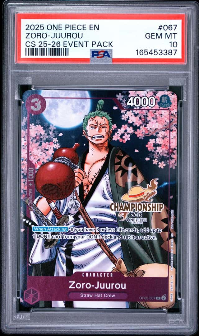 2025 ONE PIECE CHAMPIONSHIP 2025-26 EVENT PACK #067 ZORO-JUUROU PSA 10