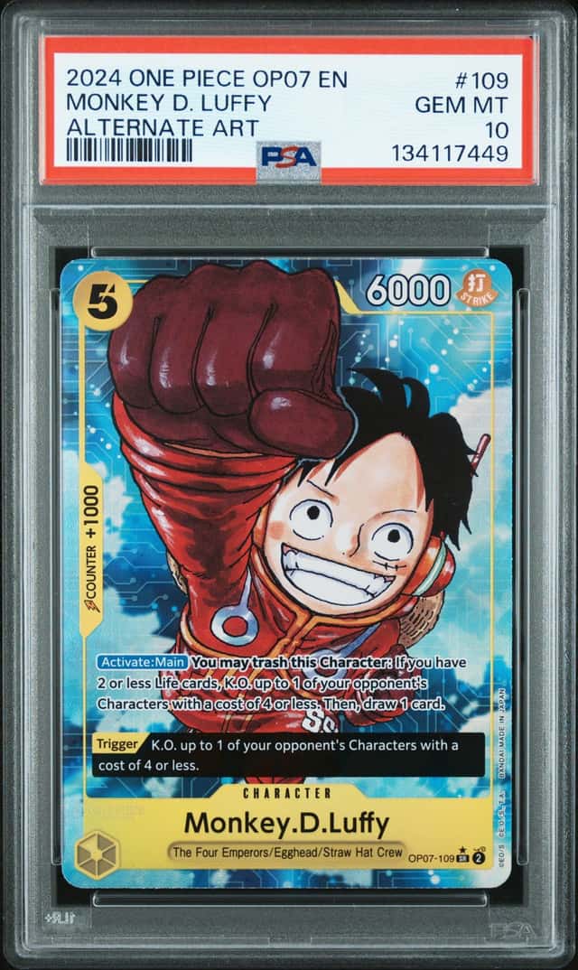 2024 One Piece EN OP07-109 Monkey D. Luffy Alternate Art PSA 10 GEM MINT