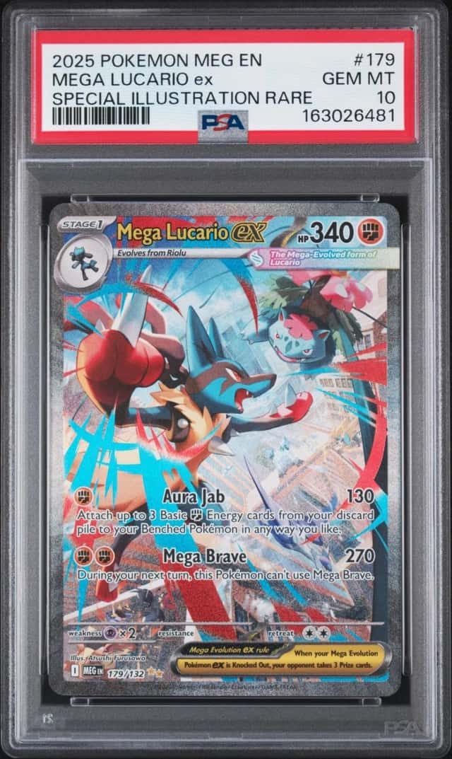 2025 POKEMON MEGA EVOLUTION SPECIAL ILLUSTRATION RARE MEGA LUCARIO EX PSA 10