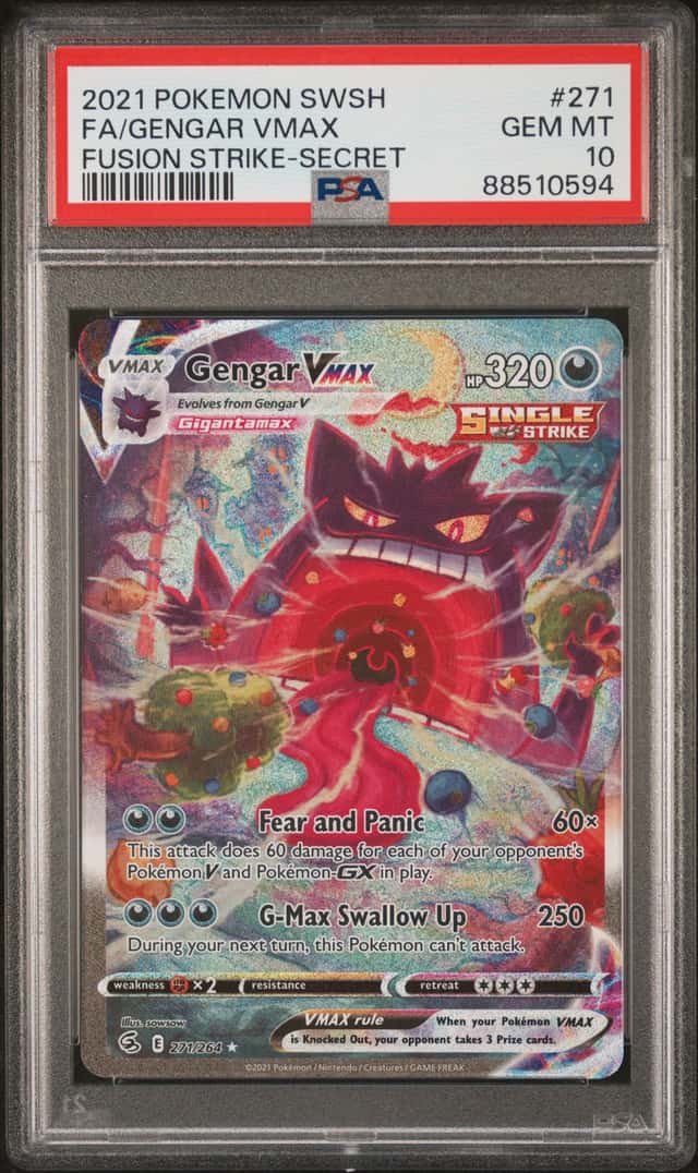 Pokemon 2021 Fusion Strike Gengar VMAX 271/264 Secret Alt Full Art Holo PSA 10