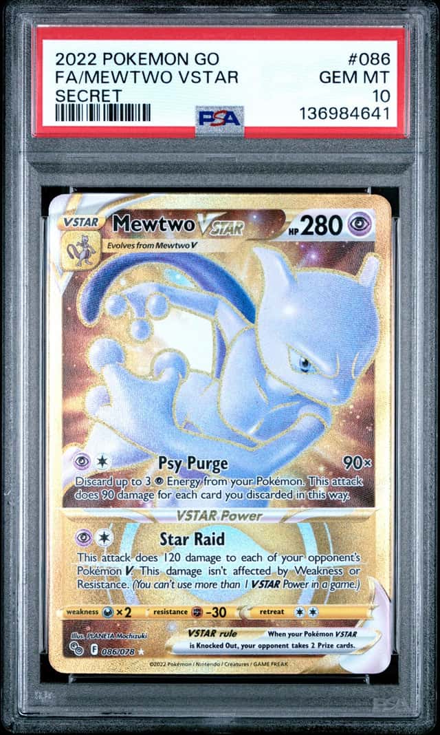 2022 POKEMON GO SECRET #086 FULL ART/MEWTWO VSTAR PSA 10