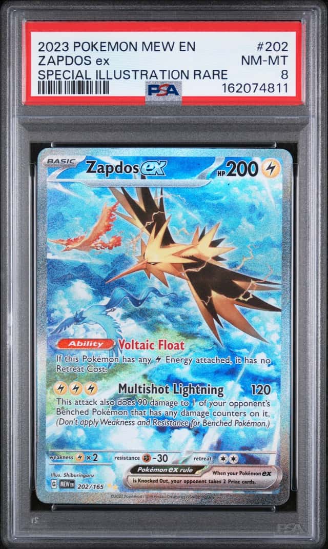 Pokémon TCG Zapdos EX 202/165 Scarlet & Violet 151 Sir PSA 8