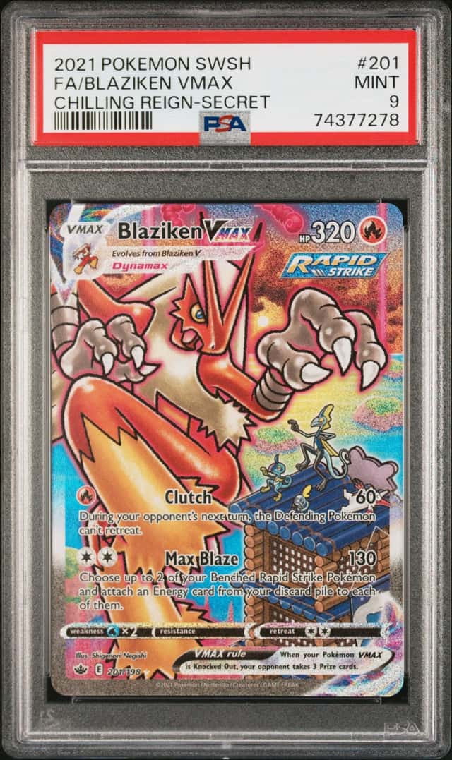 2021 Pokemon SWSH Chilling Reign Secret #201 FA Blaziken VMax PSA 9 MINT