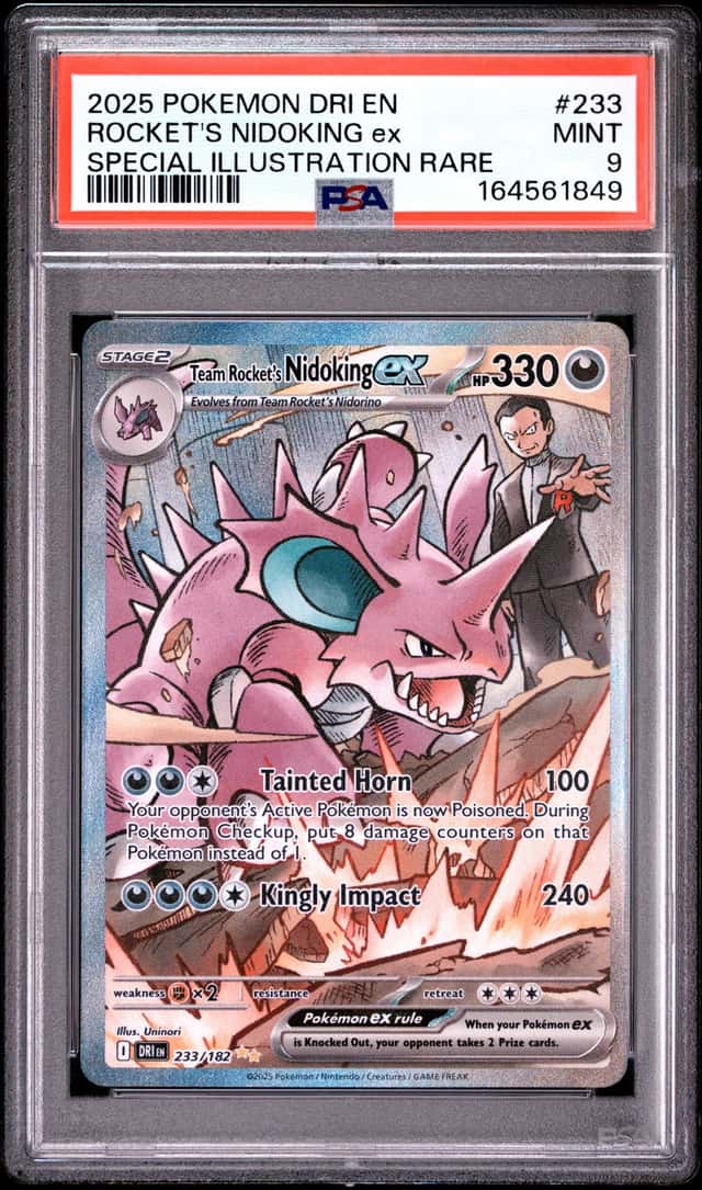 2025 POKEMON DRI SPECIALILLUSTRATION RARE #233 TEAM ROCKET'S NIDOKING EX PSA 9
