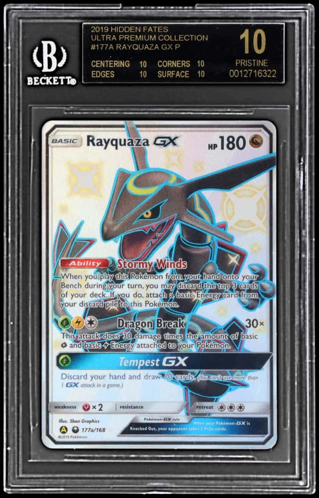 2018 Pokemon Sun and Moon Promo Hidden Fates Premium Collection Rayquaza Gx #177A