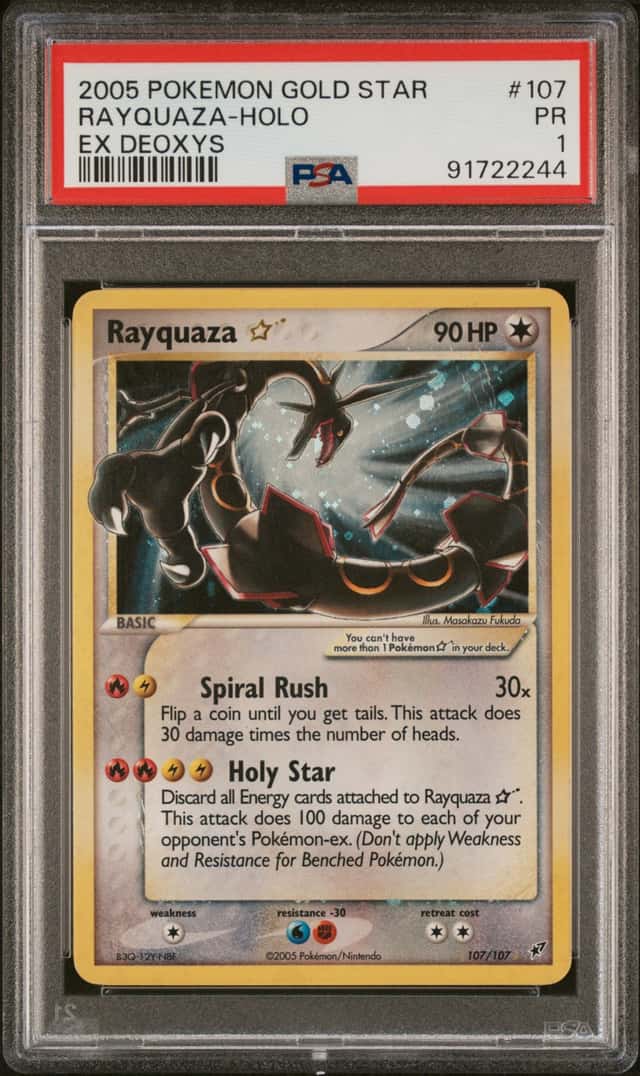 2005 Pokemon Ex Deoxys Holo Rayquaza Gold Star #107