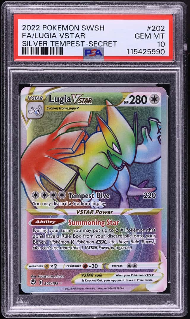 2022 Pokemon Sword & Shield Silver Tempest Rainbow Rare Lugia VSTAR #202 PSA 10 GEM MINT