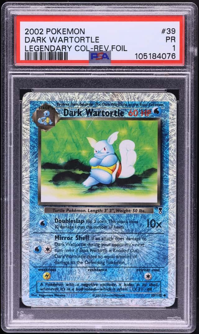 2002 Pokemon Legendary Collection Reverse Holo Dark Wartortle #39 PSA 1 PR