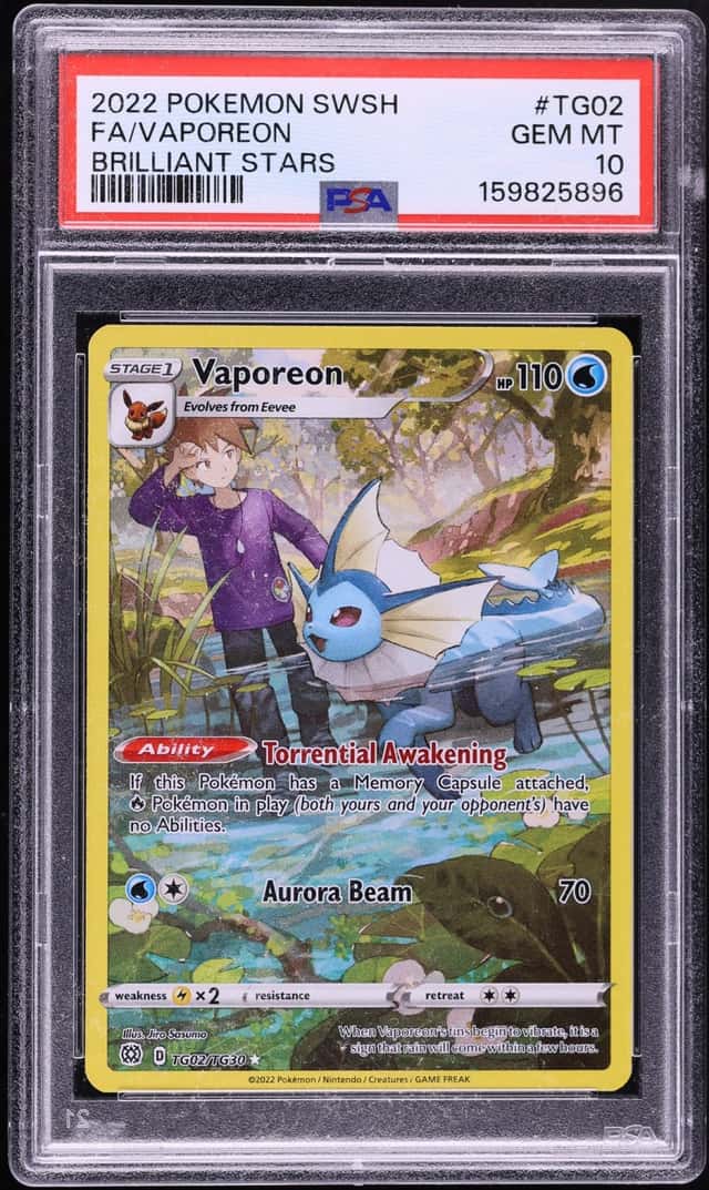 2022 Pokemon Sword & Shield Brilliant Stars Trainer Gallery CHR Vaporeon #TG02 PSA 10 GEM MINT