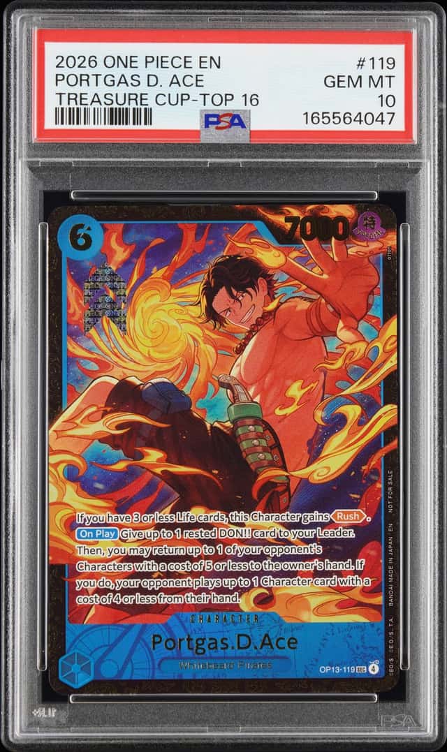 2026 One Piece Promos 119 Portgas D. Ace Treasure Cup Top 16 PSA 10 GEM MINT