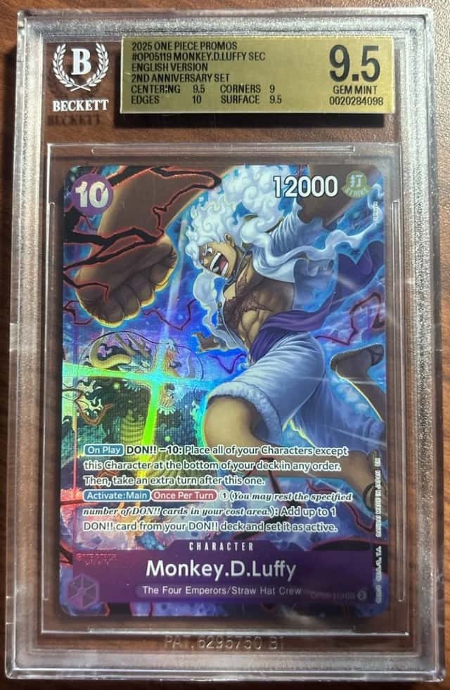 Monkey D. Luffy OP05-119 SEC Bgs 9.5 2nd Anniversary Set Promo One Piece Card