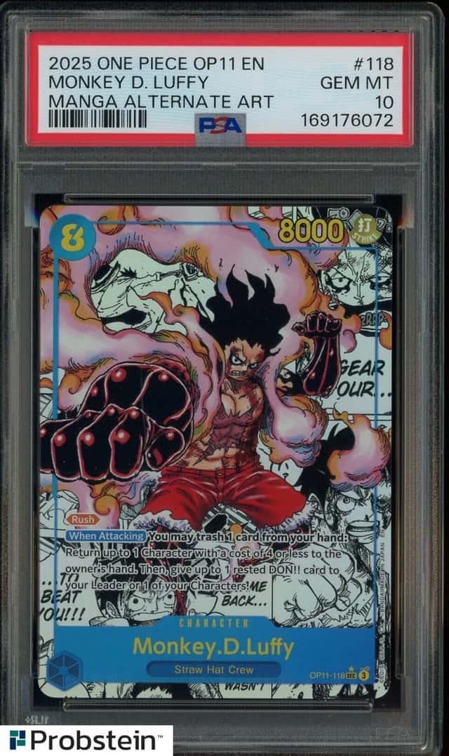 2025 One Piece OP11 En Manga Alternate Art #118 Monkey D. Luffy PSA 10 GEM MINT