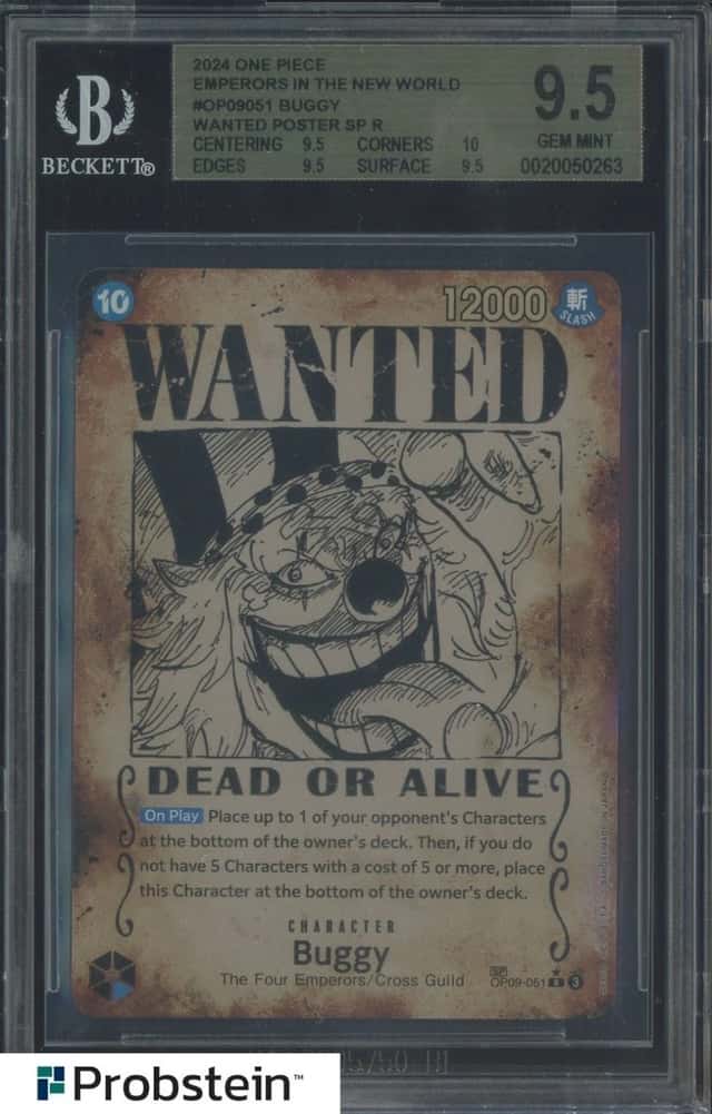2024 One Piece Emperors in the New World #051 Buggy Wanted Poster SP BGS 9.5