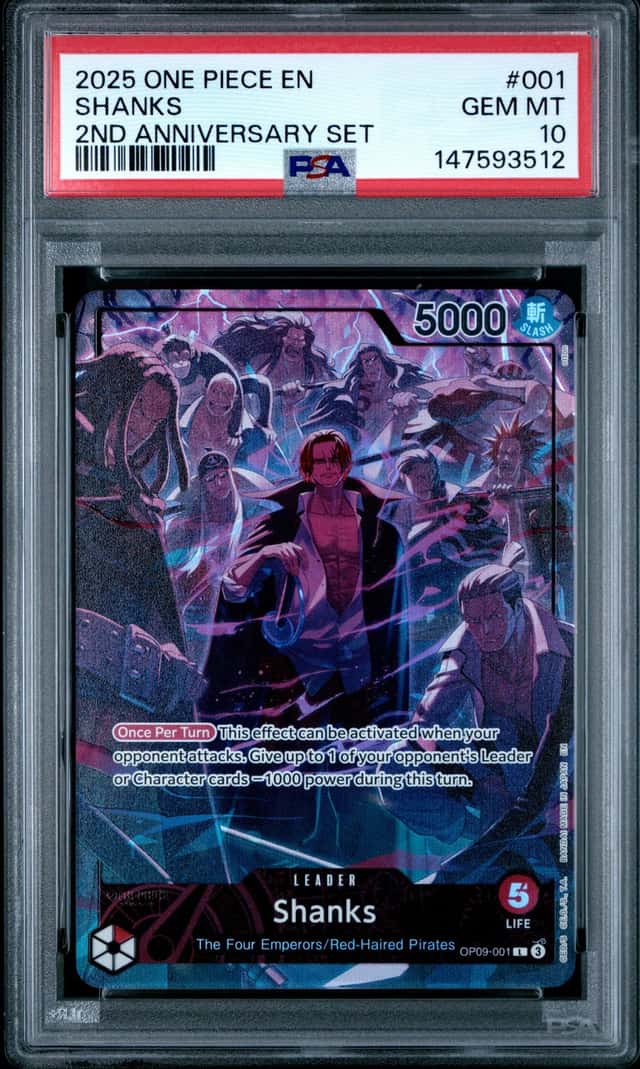 2025 ONE PIECE ENGLISH VERSION 2ND ANNIVERSARY SET #001 SHANKS PSA 10