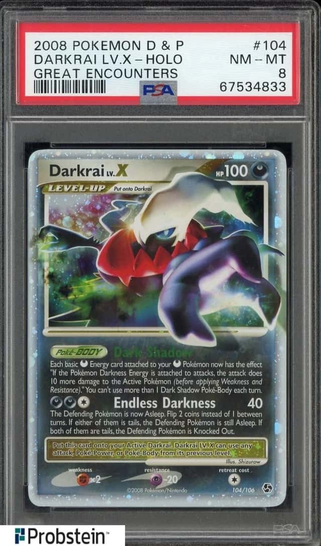 2008 Pokemon D & P Great Encounters #104 Darkrai LV.X Holo PSA 8 NM-MT