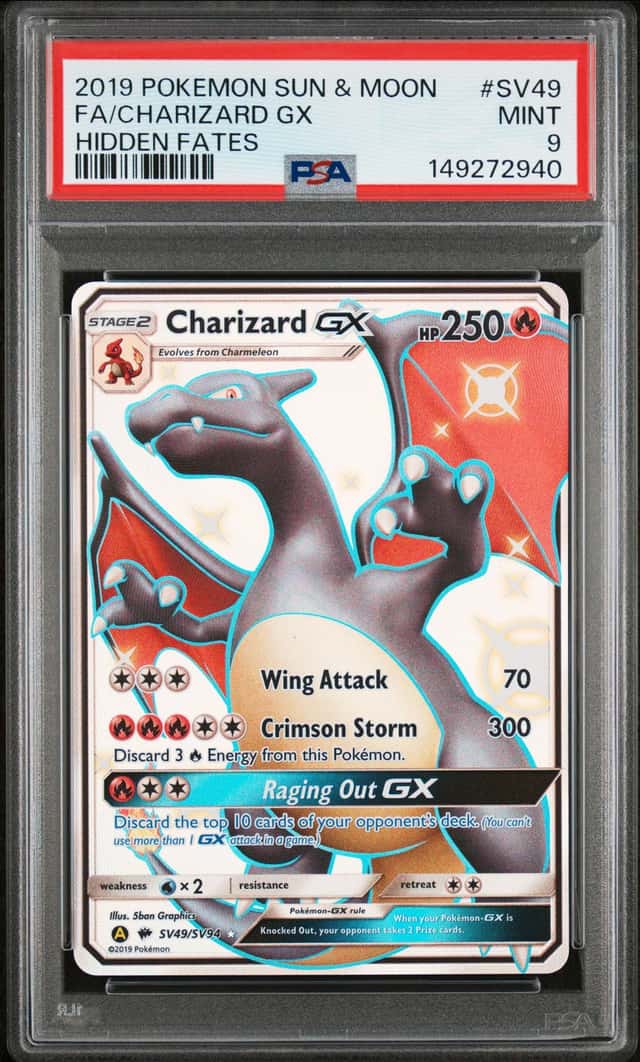 2019 Pokemon Sun & Moon Hidden Fates #SV49 FA Charizard GX PSA 9 MINT