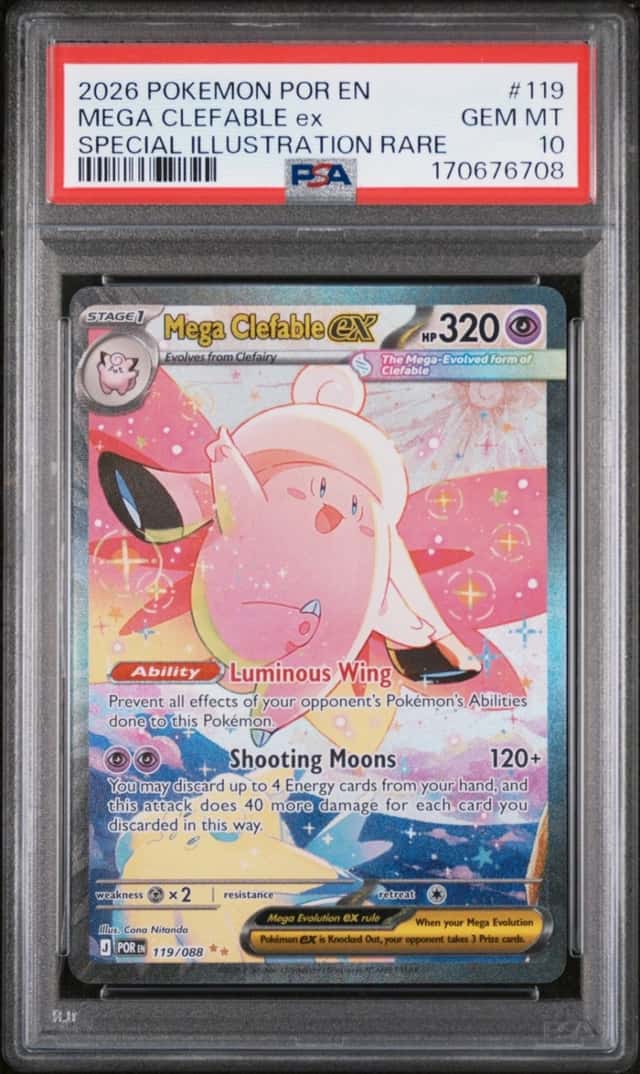 2026 POKEMON PERFECT ORDER ILLUSTRATION RARE #119 MEGA CLEFABLE EX PSA 10