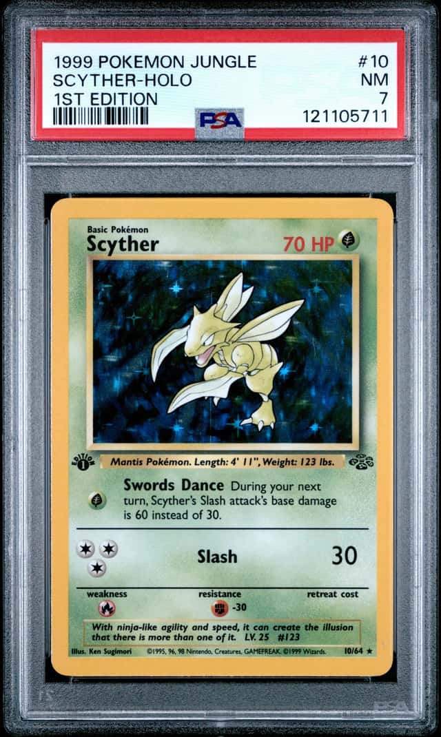 PSA 7 Scyther Holo 1st Edition #10 - 1999 Pokemon Jungle