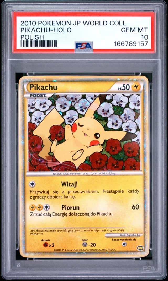 2010 POKEMON JAPANESE WORLD COLLECTION POLISH PIKACHU-HOLO PSA 10