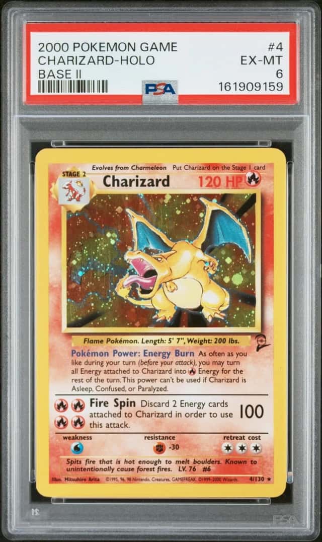 2000 POKEMON BASE SET 2 #4 CHARIZARD-HOLO PSA 6