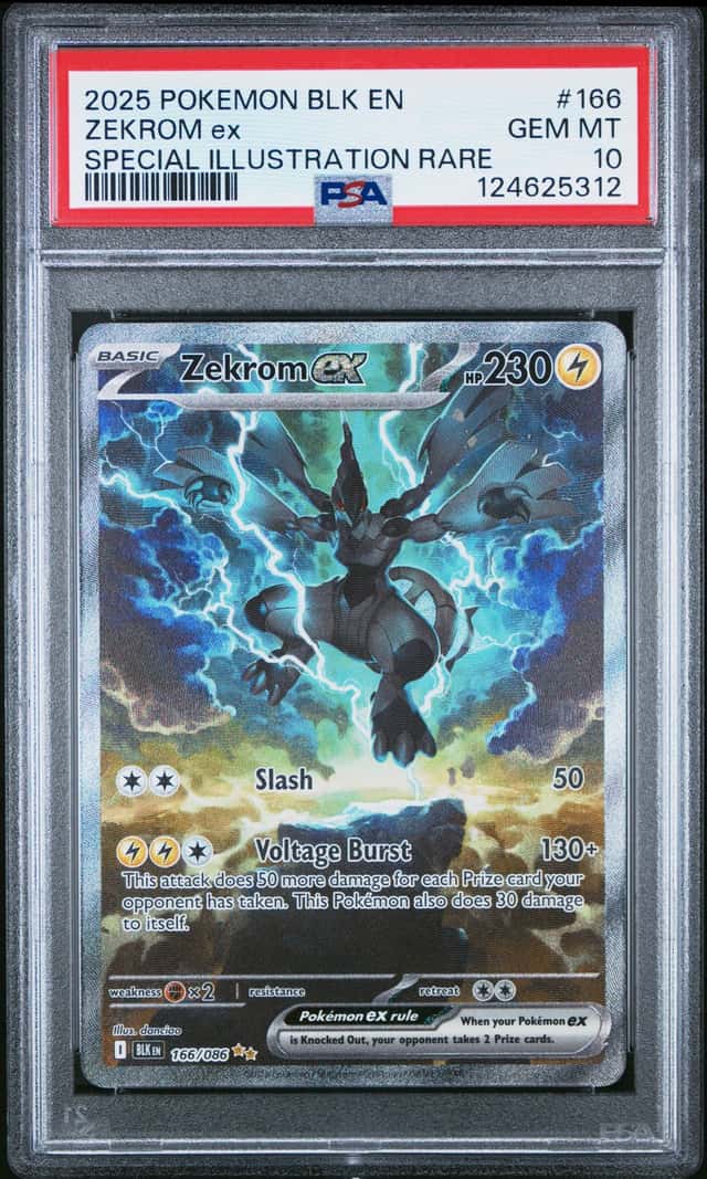 POKEMON ZEKROM ex 2025 BLACK BOLT #166 SPECIAL ILLUSTRATION RARE PSA 10