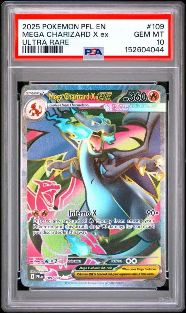2025 Pokemon PFL Mega Charizard X ex 109 Ultra Rare PSA 10