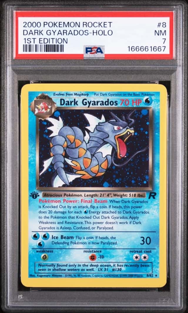 2000 POKEMON ROCKET 1ST EDITION #8 DARK GYARADOS-HOLO PSA 7