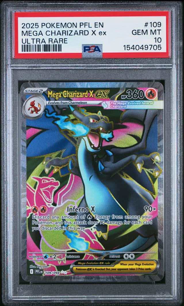 2025 Pokemon Phantasmal Flames Mega Charizard X ex Ultra Rare #109/094 PSA 10