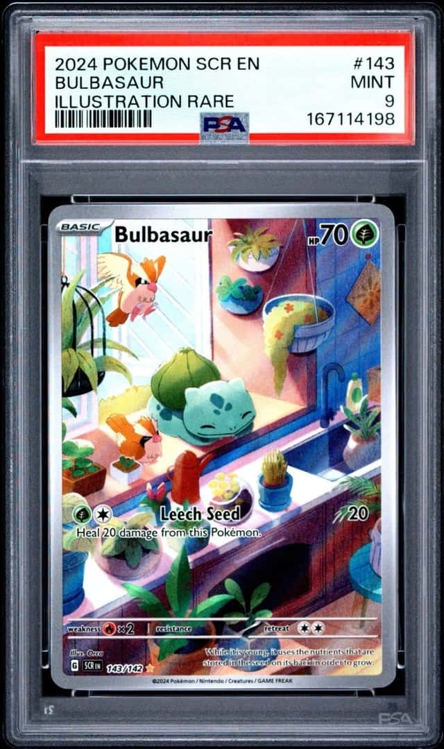 Pokemon Stellar Crown Bulbasaur Illustration Rare #143 PSA 9 MINT