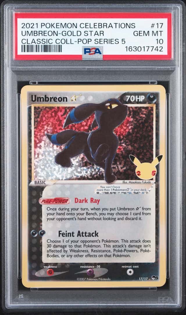2021 POKEMON CELEBRATIONS CLASSIC COLLECTION UMBREON GOLD STAR #17 PSA 10 GEM